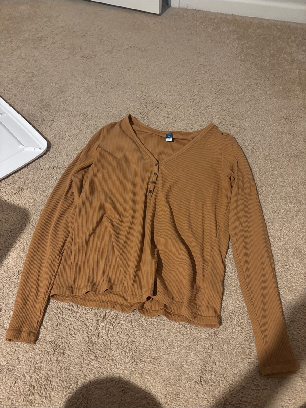 Old Navy Ribbed Long Sleeve Henley Top in Mustard